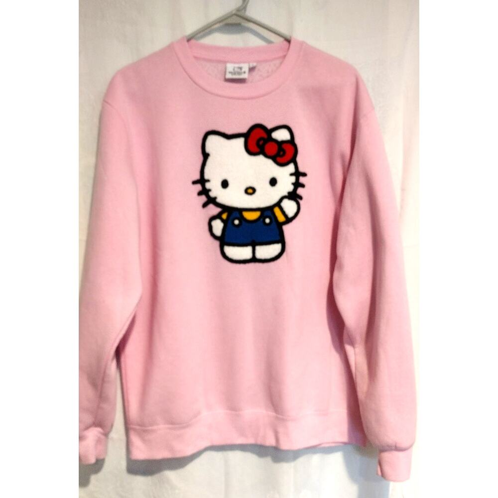 Hello Kitty Large Women's Pink Sweatshirt Embroidered Graphic Sanrio